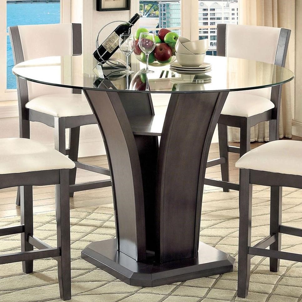 Round glass counter height dining outlet table